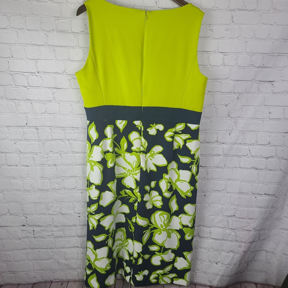 Allen Kay Green and Blue Floral Sleeveless Dress and Striped Bolero Sz … - Picture 3 of 16